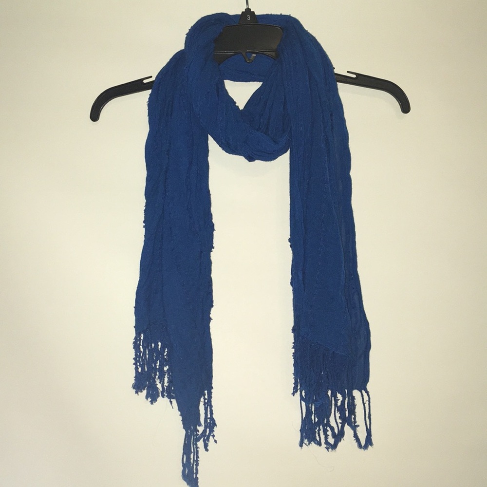 Blue Fringe Scarf